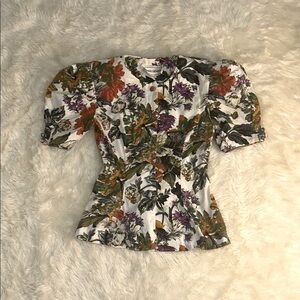 Vintage Karin Stevens Cottage Core  Floral Short Sleeve Blazer
